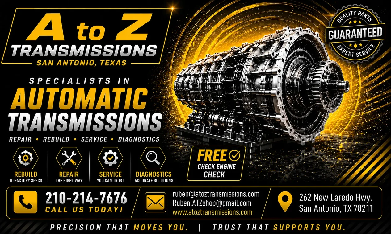 A to Z Transmissions business card – gold design